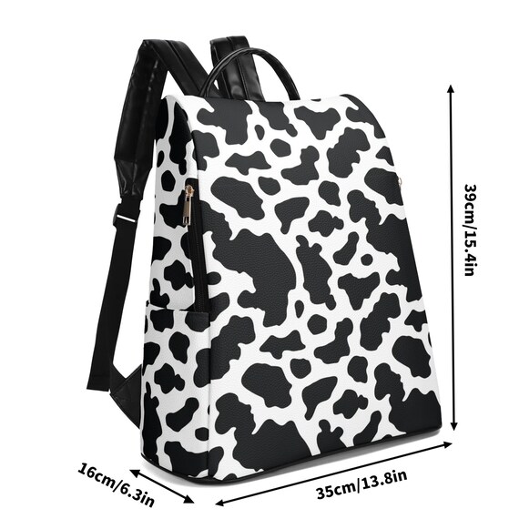 Spotted Cowprint Faux Leather Backpack - White & Black Cow print backpack, Black and white cow backpack | Zazzle main image 4