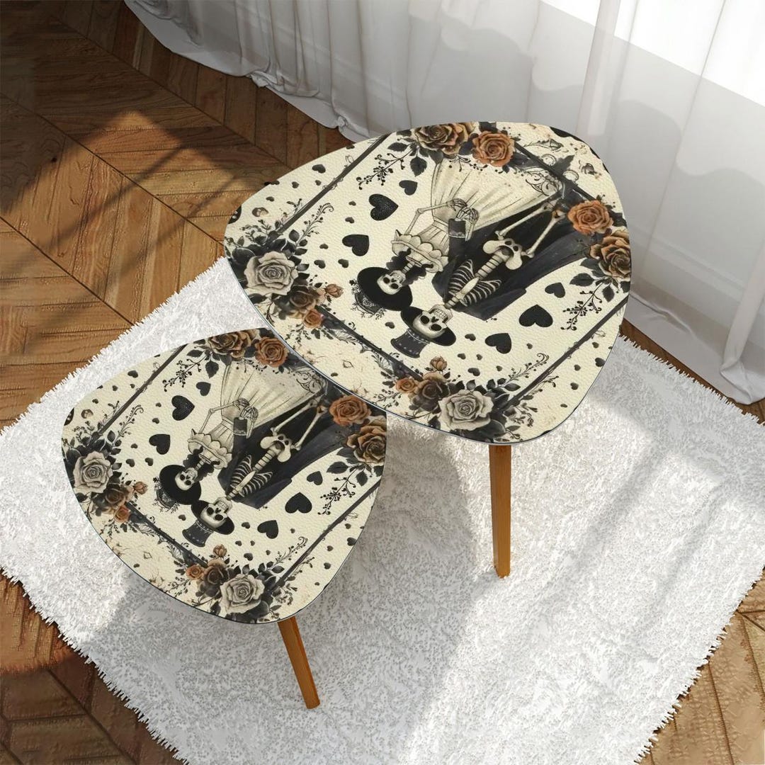 Gothic Skeleton Nesting Tables Set of 2, Bride and Groom Skeleton ...