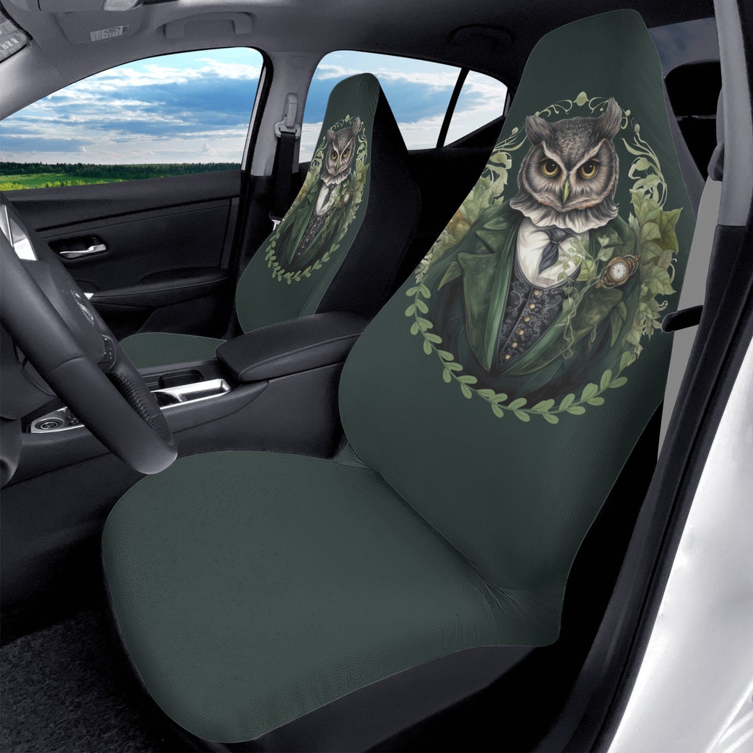 Green Owl Portrait Front Car Seat Covers set of 2 Pcs Etsy