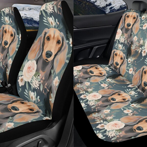 Wiener Dog Woof Woof Dachshund Pattern Print Universal Fit Car Seat Cover main image 1