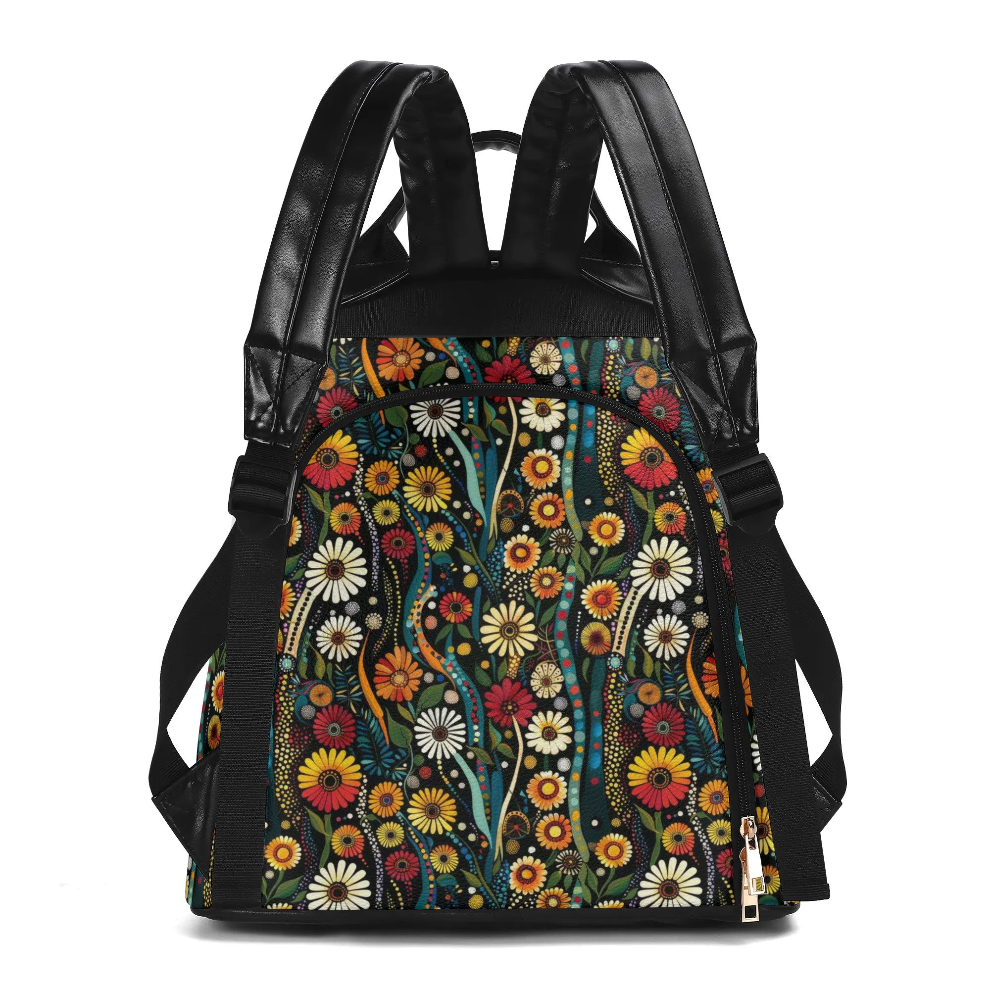 Cottagecore Flower PU Vegan Leather Anti Theft Backpack 