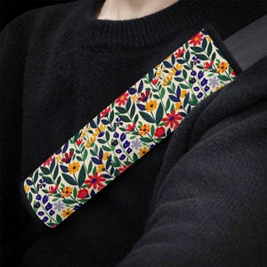 Boho Floral Car Seat Belt Covers, Summer Wild Flower Seat Belt Strap Cover, Car Seat Belt Pad, Car Accessories Car Decor Gift
