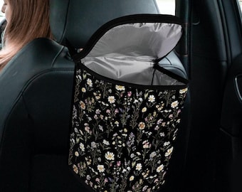 Cottagecore Flowers Car Trash Bag, Floral Garbage Can, Cute Aesthetic Car Accessories For Women, Car Interior Decor, Gift For Her