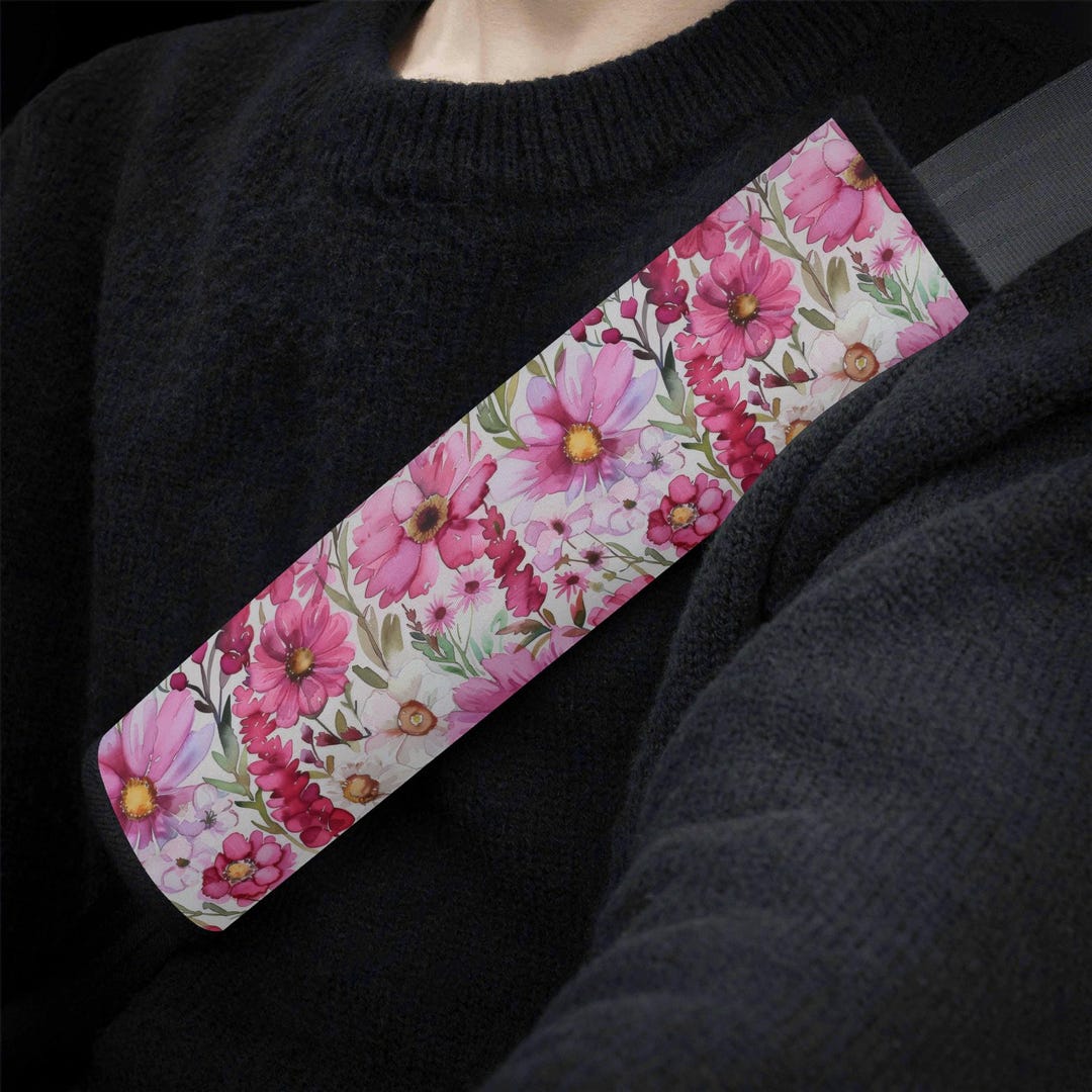 Geometric Floral Fall - Vanilla Car Seat Belt Cover 7''x12.6''