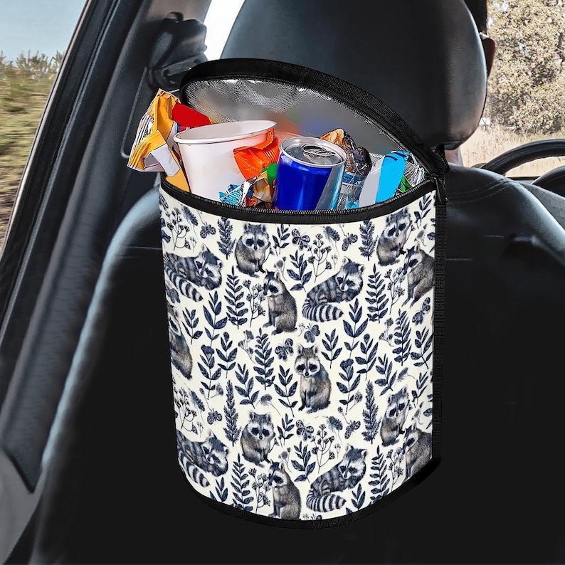 Vintage Raccoon Car Trash Bag, Y2K Funny Raccoon Garbage Can, Cute Aesthetic Car Accessories For Women, Car Interior Decor, Gift For Her image 5