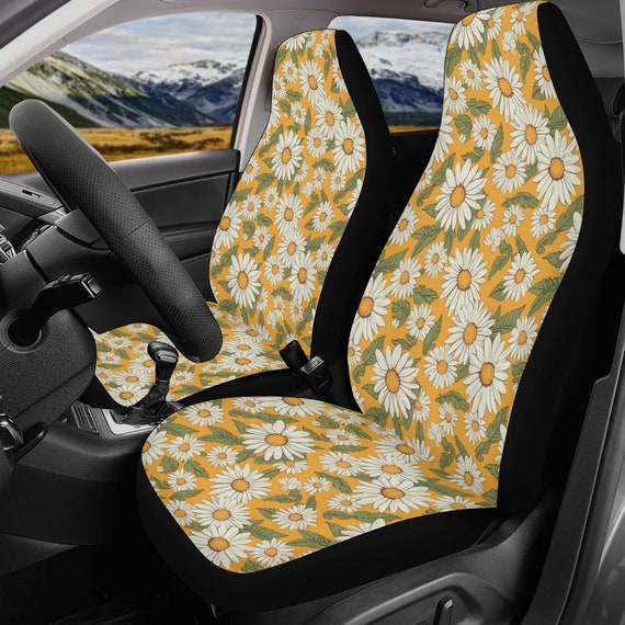 Hippie Daisy Flowers Car Seat Covers Full Set Summer Yellow Seat Covers for Women Front and Back Seat Steering Wheel Cover Car Gift Etsy