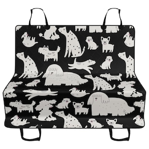 Cute Cartoon Doodle Dog Car Pet Seat Cover, Animal Dog Hammock For Back Seat, Car Seat Protector, Funny Gift For Dog Owner