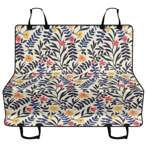 Leaf Floral Car Pet Seat Cover, Cottagecore Aesthetic Dog Hammock For Back Seat, Car Seat Protector, Funny Gift For Dog Owner