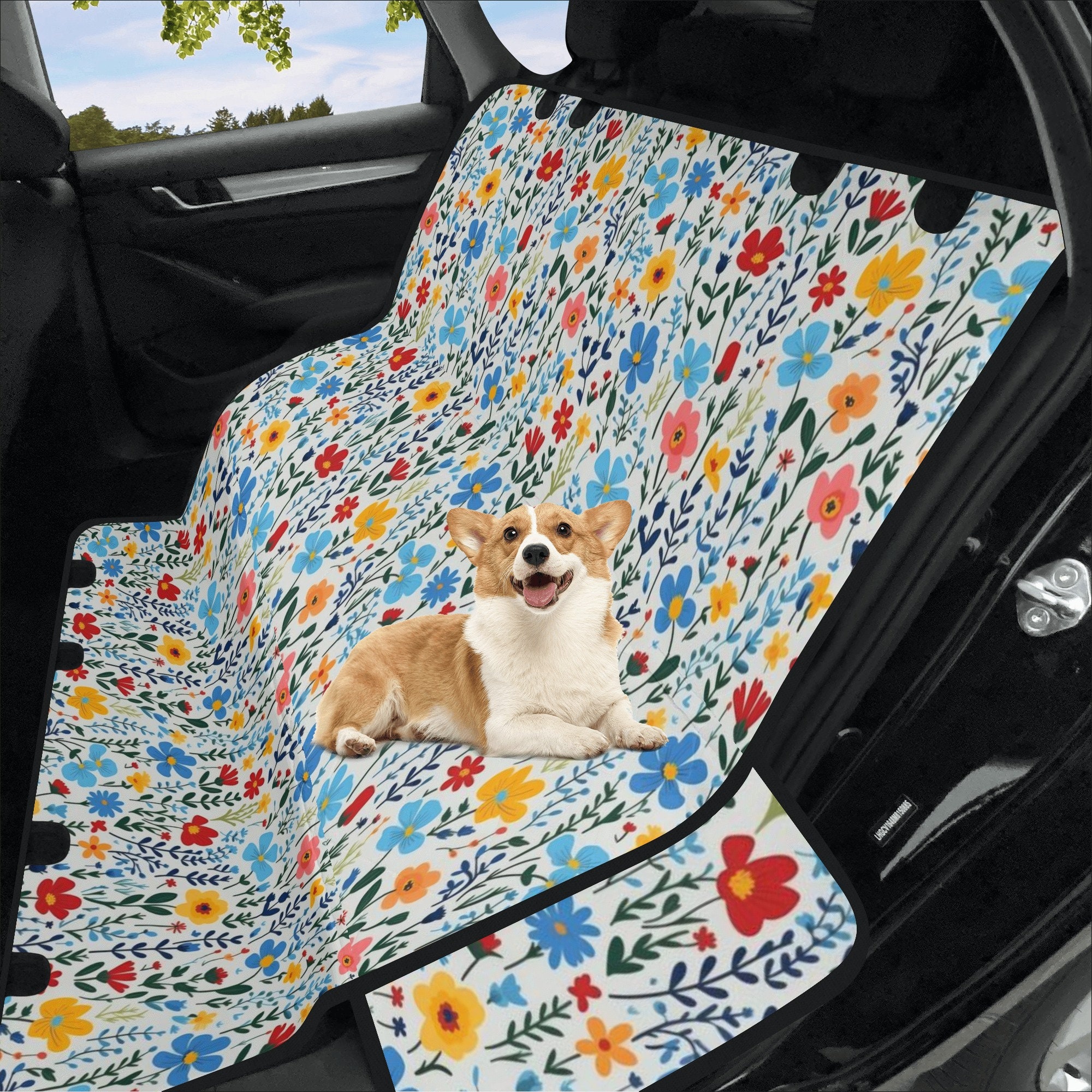 Trippy Psychedelic Floral Pet Car Seat Cover