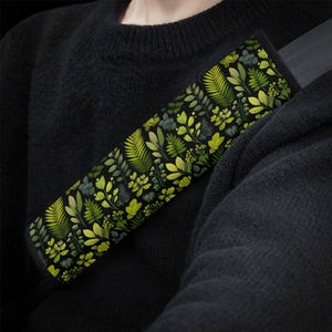Green Leaf Forest Car Seat Belt Covers, Nature Botanical Seat Belt Strap Cover, Car Seat Belt Pad, Car Accessories Car Decor Gift