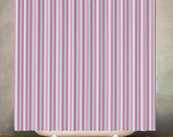 Pastel Stripe Waterproof Shower Curtain, Boho Bathroom Decor, Polyester Fabric, Machine Washable Bath Curtain, 12 Hooks