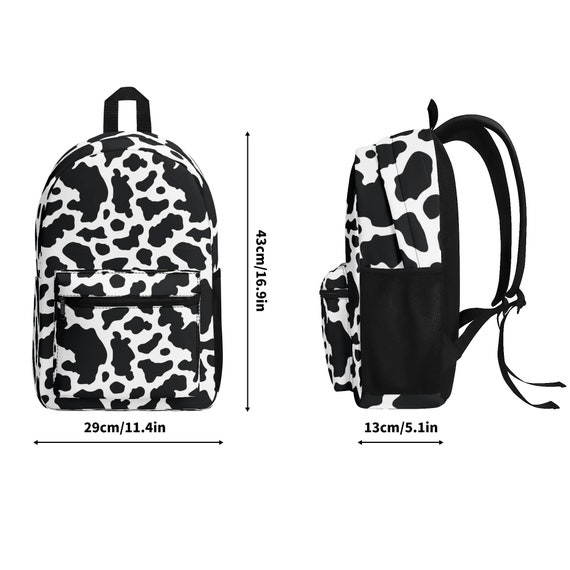 cow print north face backpack Black and White Cow Print Polyester Backpack, Funny Animal Pattern Back to  School Bookbag, College Bag, Travel Backpack, Gift for Cow Lover