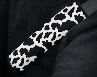 Black And White Cow Print Car Seat Belt Covers, Cute Seat Belt Strap Cover, Fun Car Seat Belt Pad, Car Accessories, Cow Lover Car Decor Gift