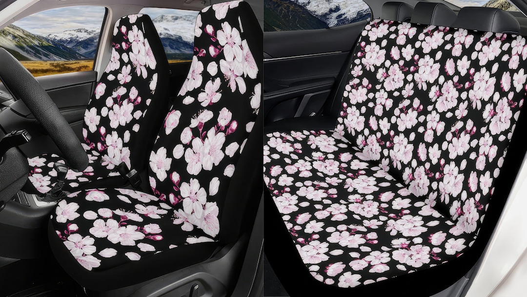 Black And White Rose Flower Pet Car Seat Cover