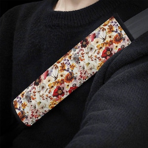 Rustic Fall Wildflowers Car Seat Belt Covers, Retro Boho Floral Seat Belt Strap Cover, Car Seat Belt Pad, Car Accessories Car Decor Gift
