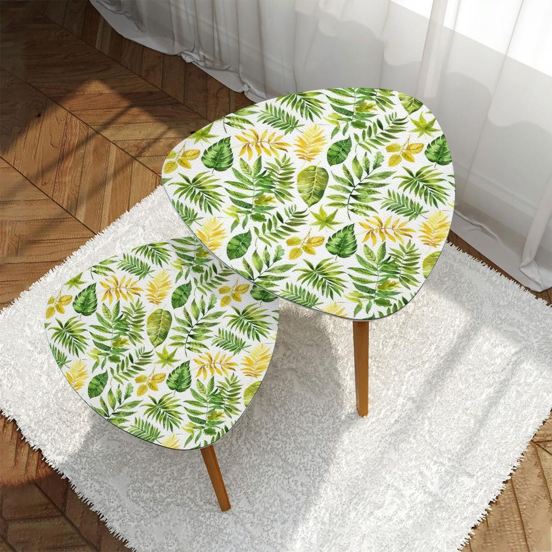 Forest Botanical Set of 2 Coffee Tables, Cute Aesthetic Nesting Side ...
