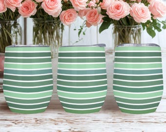 Boho Randig 350 ml Vinglas, Söt Estetisk Vinmugg med Lock, Resemugg, Festgåva, Brudtärnepresent, Mammapresent
