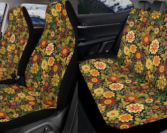 Boho Juneteenth Floral Car Seat Covers Full Set, Ethnic Native Flowers Seat Cover For Women, Seat Covers Vehicle, Car Accessories Gift