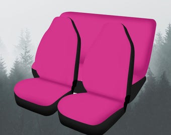 Vibrant Pink Car Seat Covers Full Set, Cute Front And Back Seat Covers, Steering Wheel Cover, Car Accessories Gift