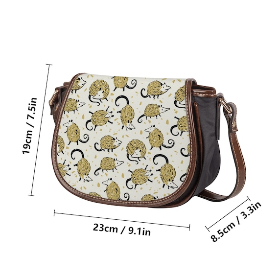 Opossum Canvas Saddle Bag, Cute Possums Animal Shoulder Bag
