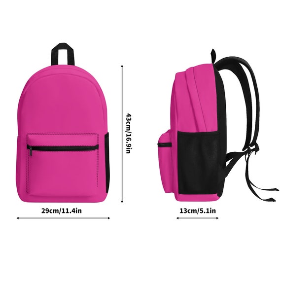 Vibrant Pink Polyester Backpack, Cute Aesthetic Back to  display picture 2