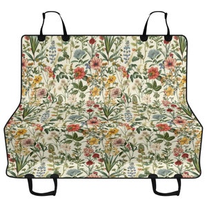 Garden Floral Car Pet Seat Cover, Cottagecore Botanical Back Seat Cover, Dog Hammock For Back Seat, Car Seat Protector, Gift for Dog Owner