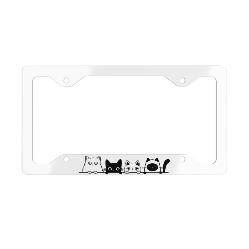 Funny Peeking Cat Car Metal License Plate Frame, Cute Cat Lover Car Decor, License Plate Holder, Car Accessories Gift