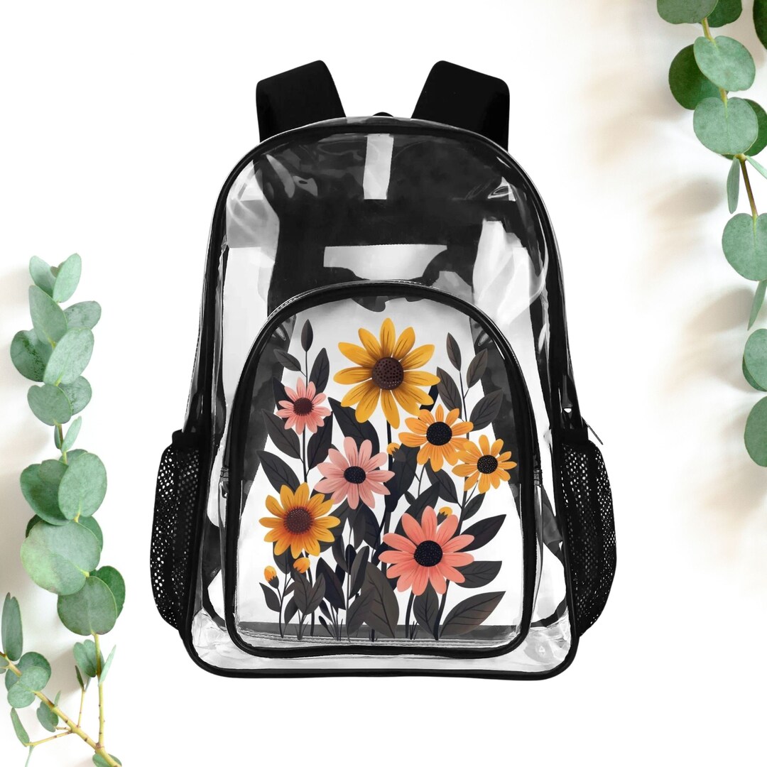 1168 Gold Rose Flowers Clear Fashion Backpack Transparent Travel School Bag Amazon.com: ALAZA Gold Rose Flowers Clear Fashion Backpack  main image 4
