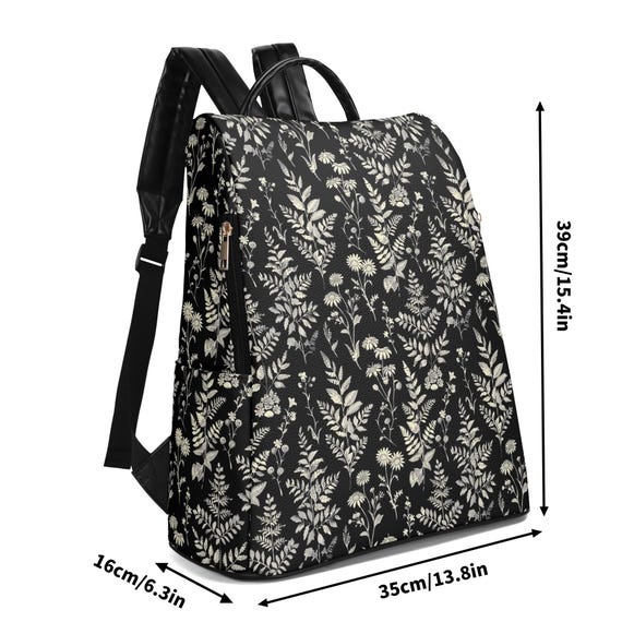 Cottagecore Forest PU Leather Anti Theft Backpack, Safe  display picture 3