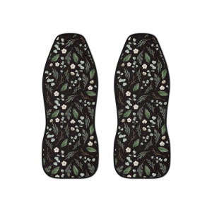 Christmas Eucalyptus Leaf Set Of Two Front Car Seat Covers, Aesthetic XMas Car Seat Cover, Trendy Car Accessories, Car Seat Protector image 2