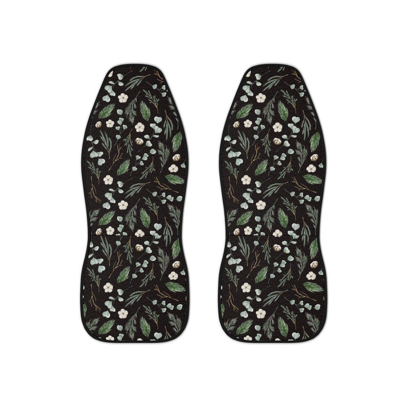 Christmas Eucalyptus Leaf Set Of Two Front Car Seat Covers, Aesthetic XMas Car Seat Cover, Trendy Car Accessories, Car Seat Protector image 2