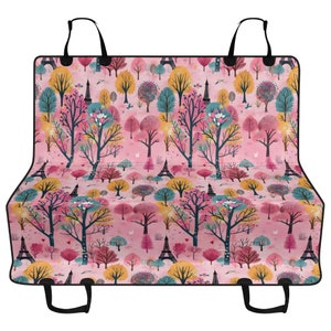 Paris In Pink Car Pet Seat Cover, Cottagecore Nature Back Seat Cover, Dog Hammock For Back Seat, Car Seat Protector, Gift for Dog Owner
