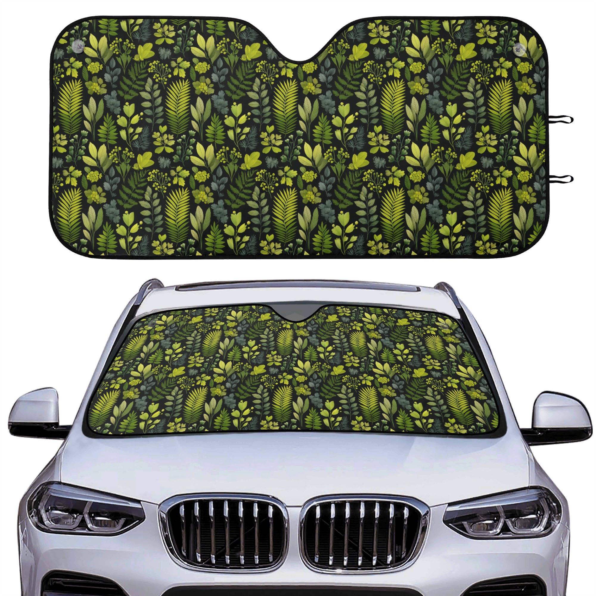 出産の殻/夏の帳　foil 2枚セット　 BACK IN MY DAY Green Leaf Forest Car Auto Sun Shade, Nature Botanical Windshield