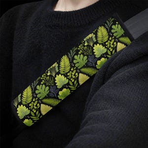 Green Leaf Forest Car Seat Belt Covers, Nature Botanical Seat Belt Strap Cover, Car Seat Belt Pad, Car Accessories Car Decor Gift