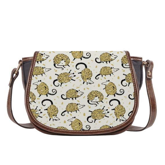 Opossum Canvas Saddle Bag, Cute Possums Animal Shoulder Bag