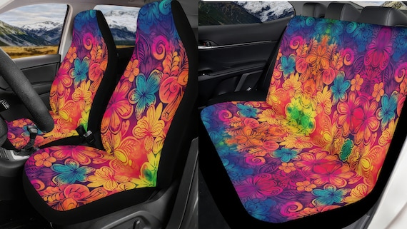 Batik Hawaii Blumen Autositzbezüge Komplettset, Sommer Floral Vorder und  Rückseite Autositzbezüge, Sitzbezüge für Fahrzeug Komplettset, Auto  Geschenk - .de