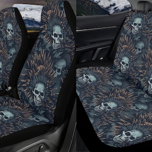 Dark Goth Skull Car Seat Cover Full Set, Witchy Gothic Seat Covers For Car, Halloween Car Accessories, Seat Cover For Vehicle, Car Gift