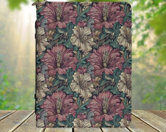 Boho Hibiscus Flowers PU Vegan Leather Bible Cover for Women, Vintage Floral Bible Book Case, Christian Gift, Book Lover Gift