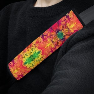 Hawaiian Floral Car Seat Belt Covers, Cute Flower Seat Belt Strap Cover, Elegant Car Seat Belt Pad, Aesthetic Car Accessories Car Decor Gift