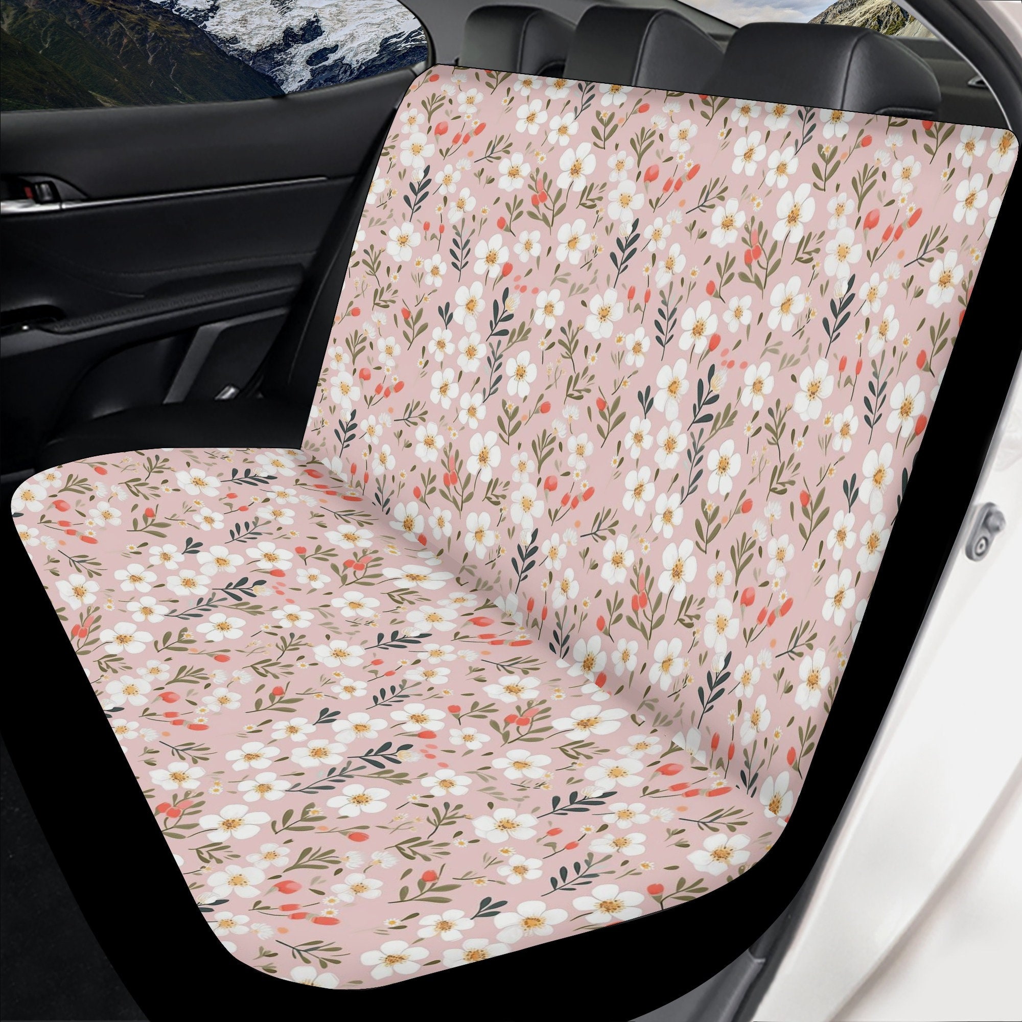 Wildflowers Pastel Pink Car Seat Covers Full Set Wild Floral Etsy