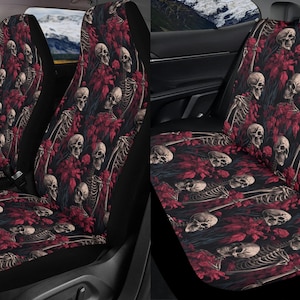 Dancing Skeleton Car Seat Covers, Spooky Gothic Car Decor, Halloween car  Accessories