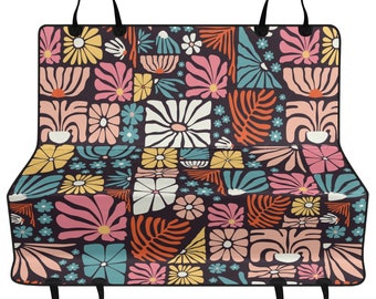 Boho Abstract Wild Flower Car Pet Seat Cover Floral Nature Lover Dog Hammock For Back Seat Car Seat Protector Funny Gift For Dog Owner