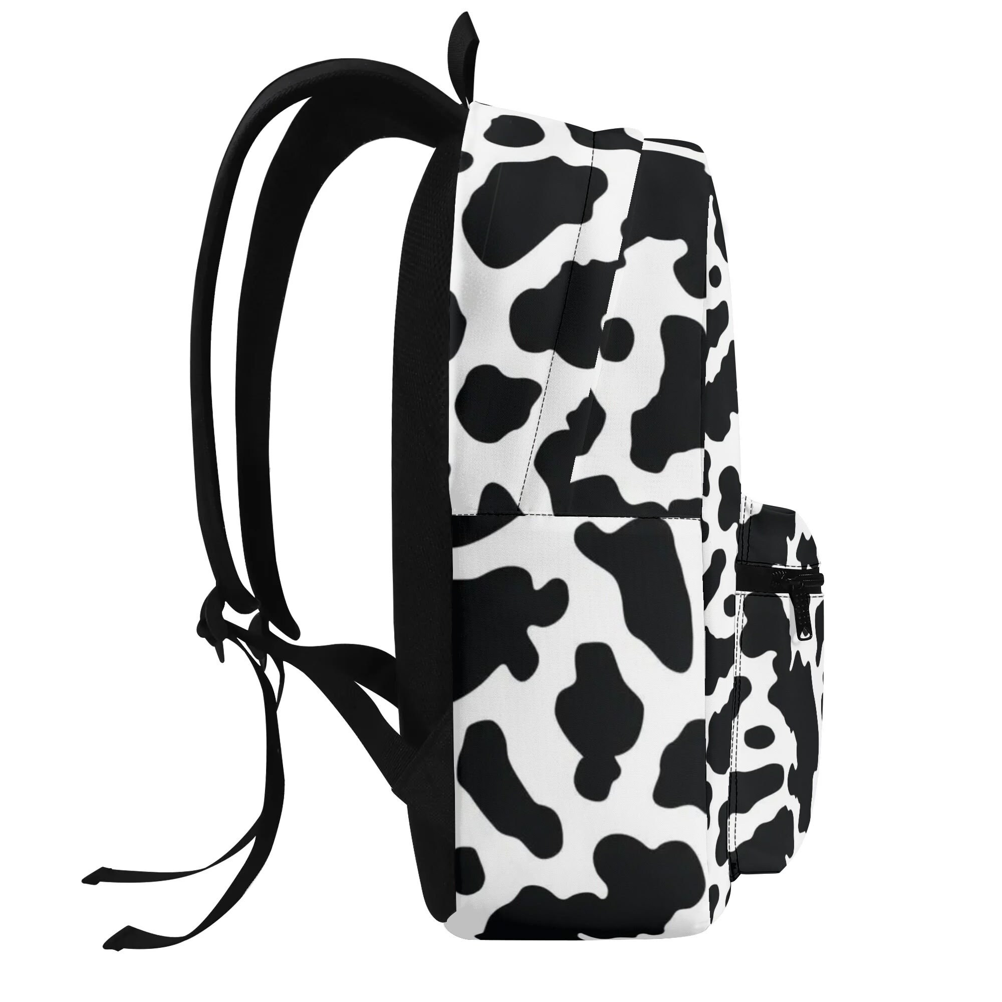 Black and White Cow Print Polyester Backpack, Funny Animal  display picture 2
