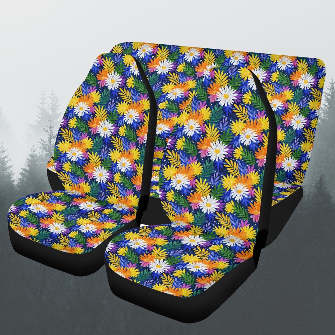 Daisy Flowers Car Seat Covers Full Set, Summer Floral Front and Back ...