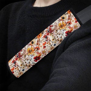 Rustic Fall Wildflowers Car Seat Belt Covers, Retro Boho Floral Seat Belt Strap Cover, Car Seat Belt Pad, Car Accessories Car Decor Gift