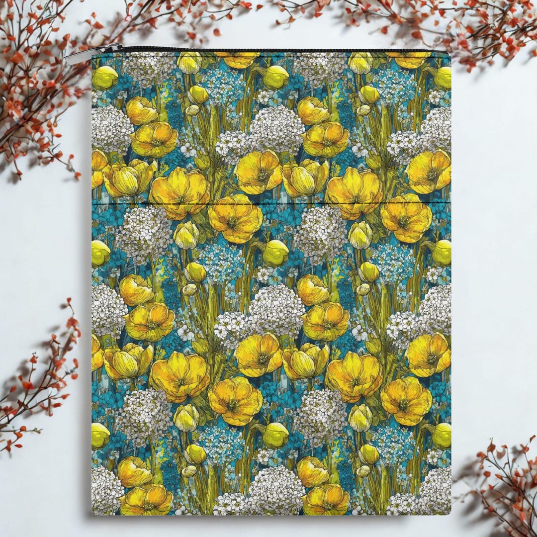 Spring Flowers Sleeve Book Cover Protector With Zipper, Nature Floral ...