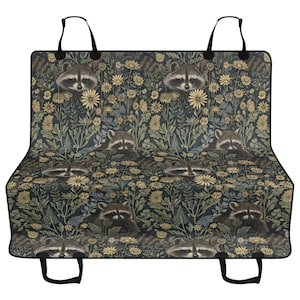 Vintage Raccoon Forest Car Pet Seat Cover, Boho Botanical Back Seat Cover, Dog Hammock For Back Seat, Car Seat Protector, Gift for Dog Owner