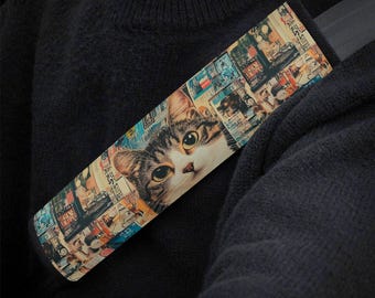 Cat Vintage Collage Car Seat Belt Covers, Retro Cat Lover Seat Belt Strap Cover, Car Seat Belt Pad, Car Accessories Car Decor Gift
