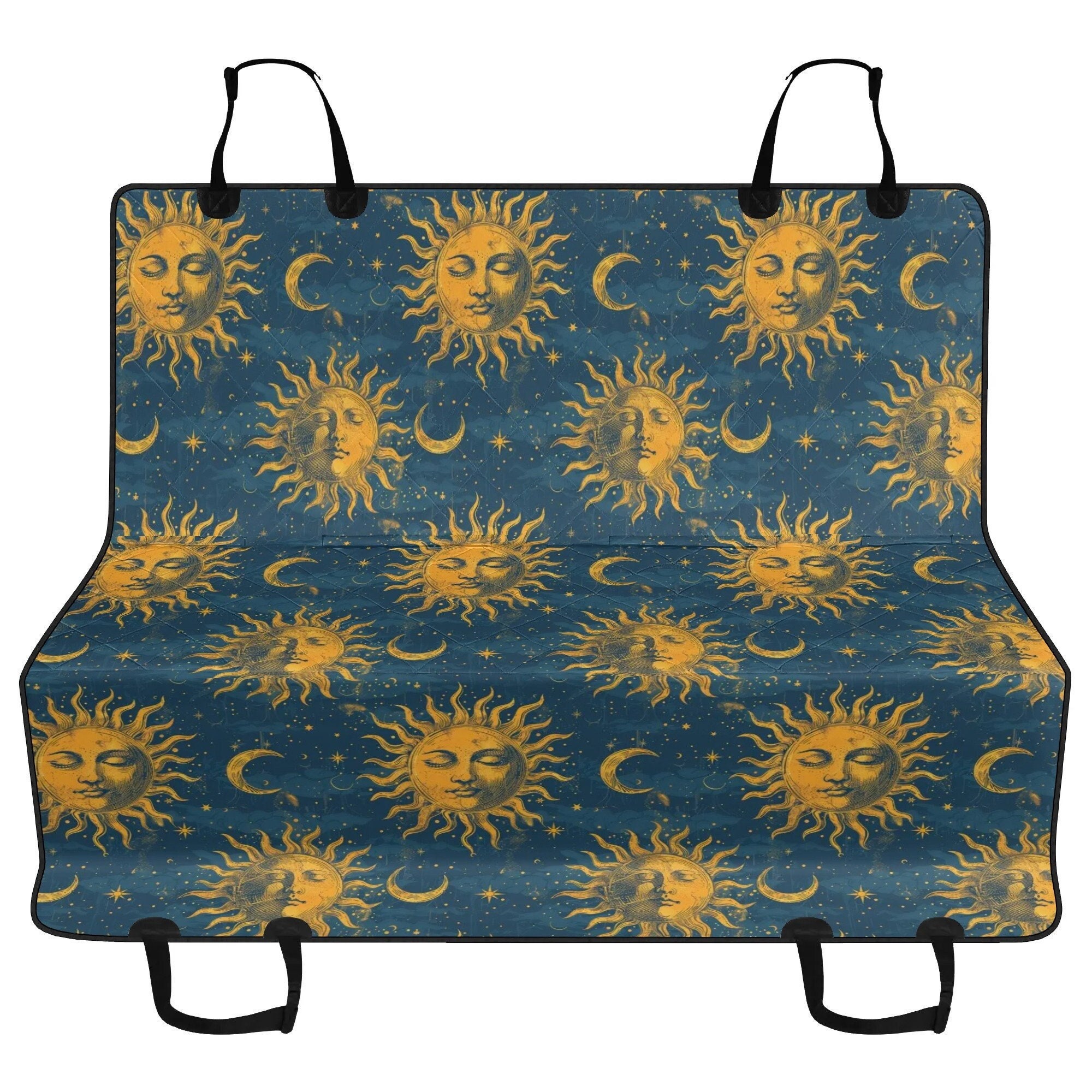 Celestial Boho Sun Moon Star Car Pet Seat Cover, Back Car Seat Cover, Dog Hammock For Back Seat, Car Seat Protector, Gift for Dog Owner