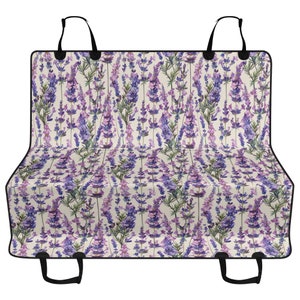 Cottagecore Lavender Car Pet Seat Cover, Floral Back Car Seat Cover, Dog Hammock For Back Seat, Car Seat Protector, Gift for Dog Owner